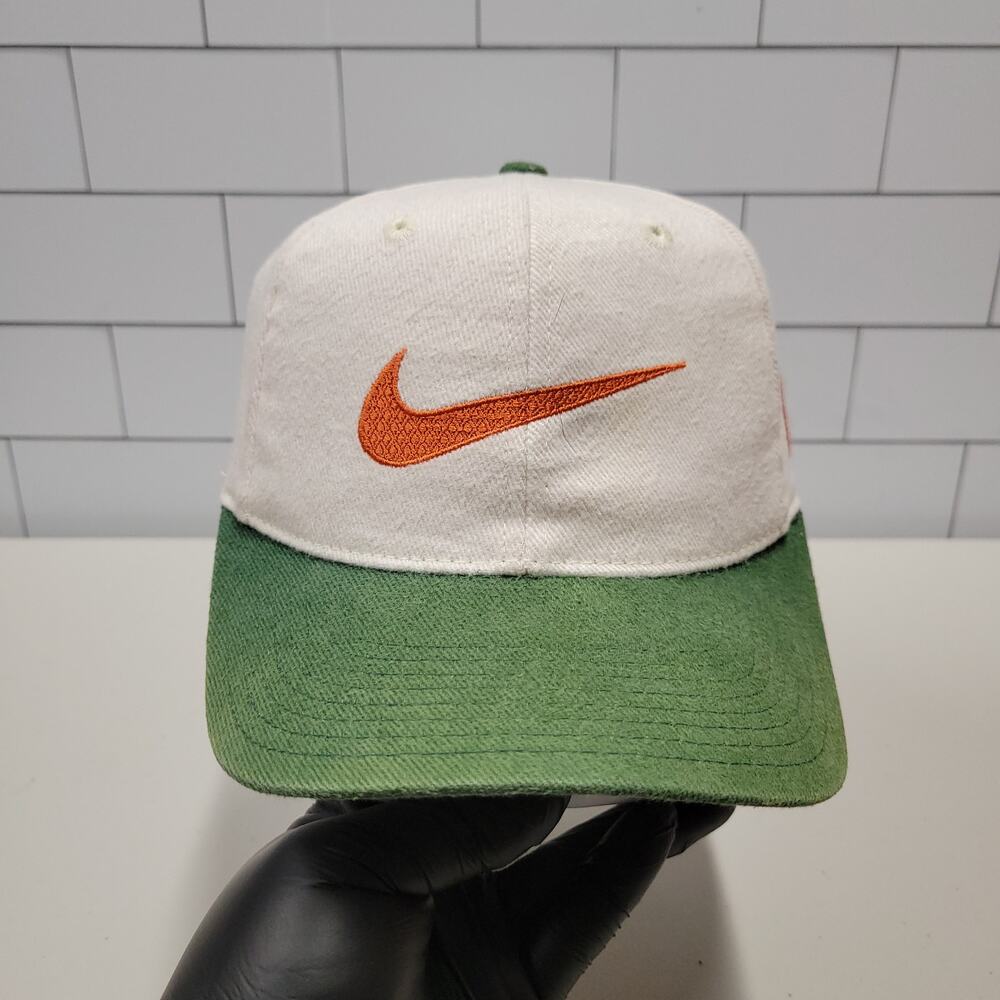 Nike Miami Hurricanes Snapback Hat Center Swoosh NCAA Canes Green Orange